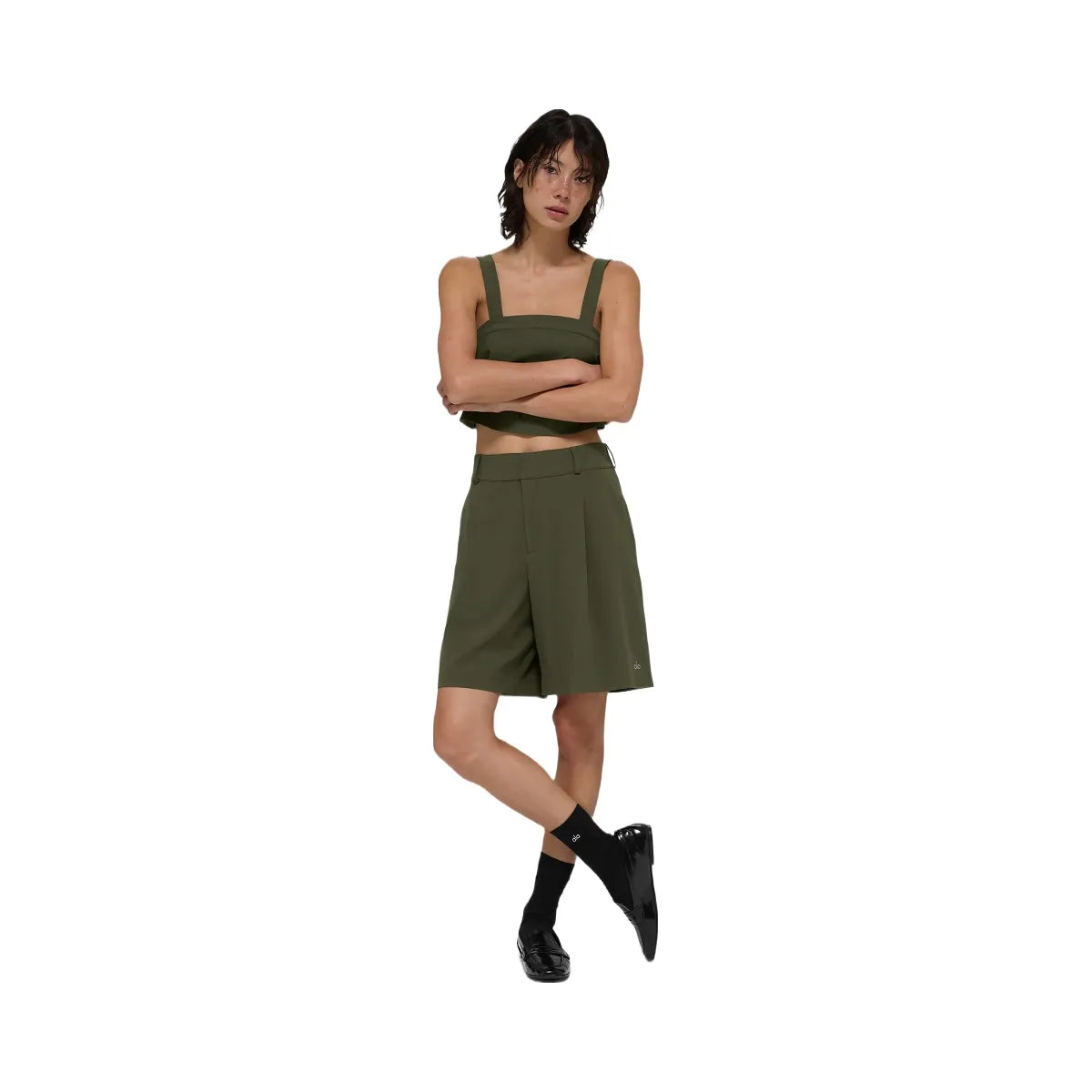 Alo Women's High-Waist Dreamscape Shorts - Green Olive