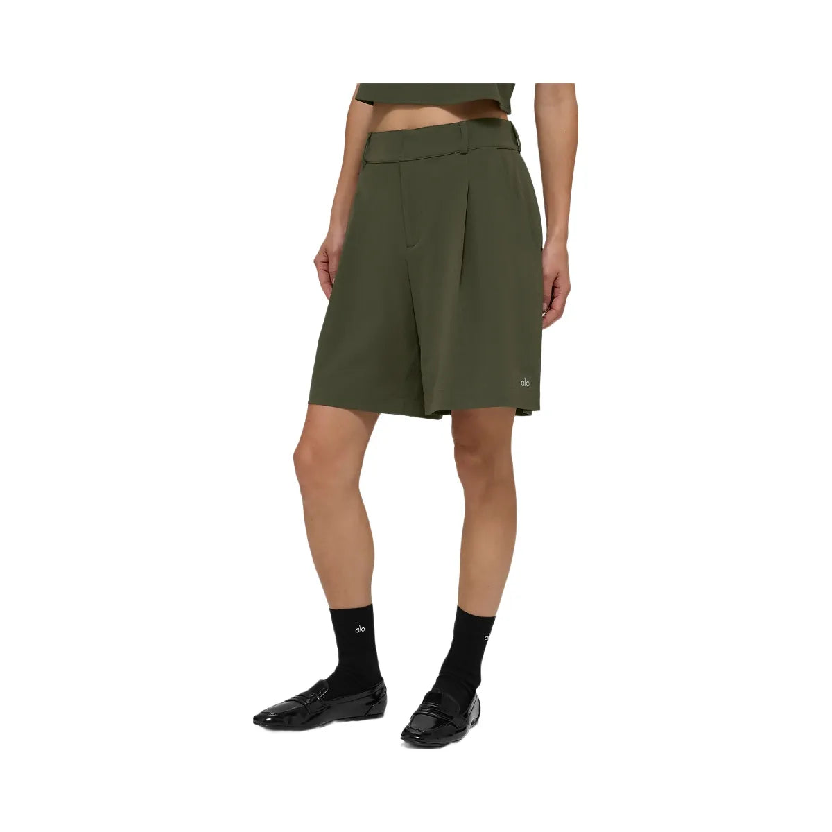 Alo Women's High-Waist Dreamscape Shorts - Green Olive