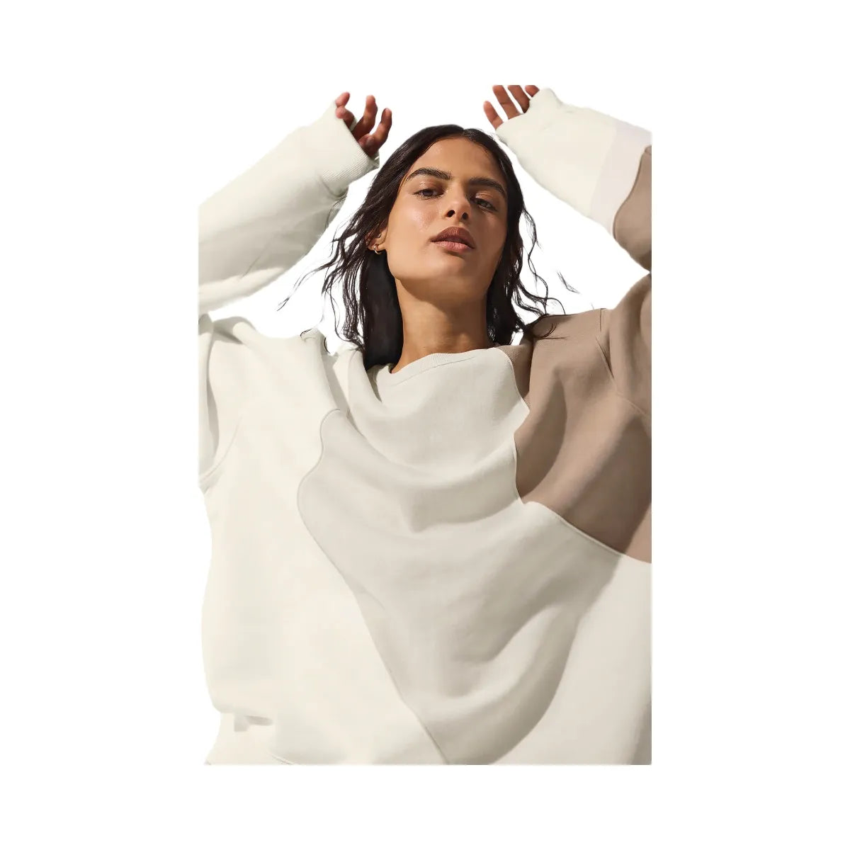 Alo Women's Make Waves Crew Neck Pullover - Ivory/Bone/Gravel