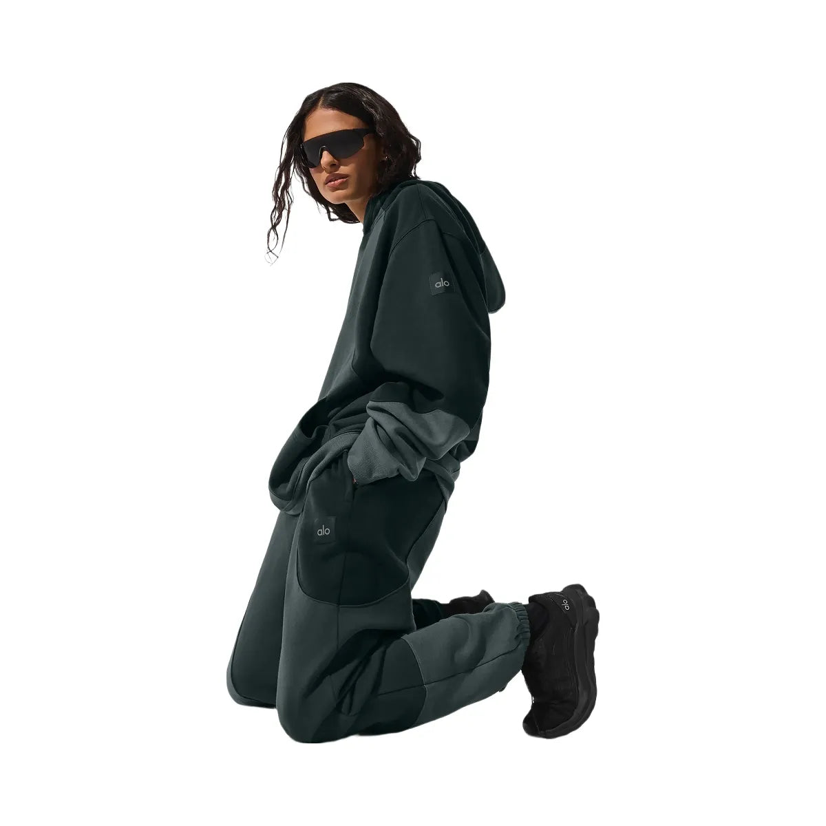 Alo Women's Make Waves Hoodie - Charcoal Green Tonal
