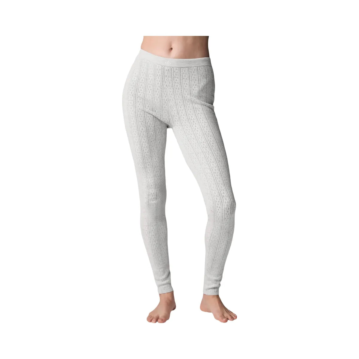 Alo Women's Pointelle Sweater High-Waist Be Mine Legging - Light Grey Heather