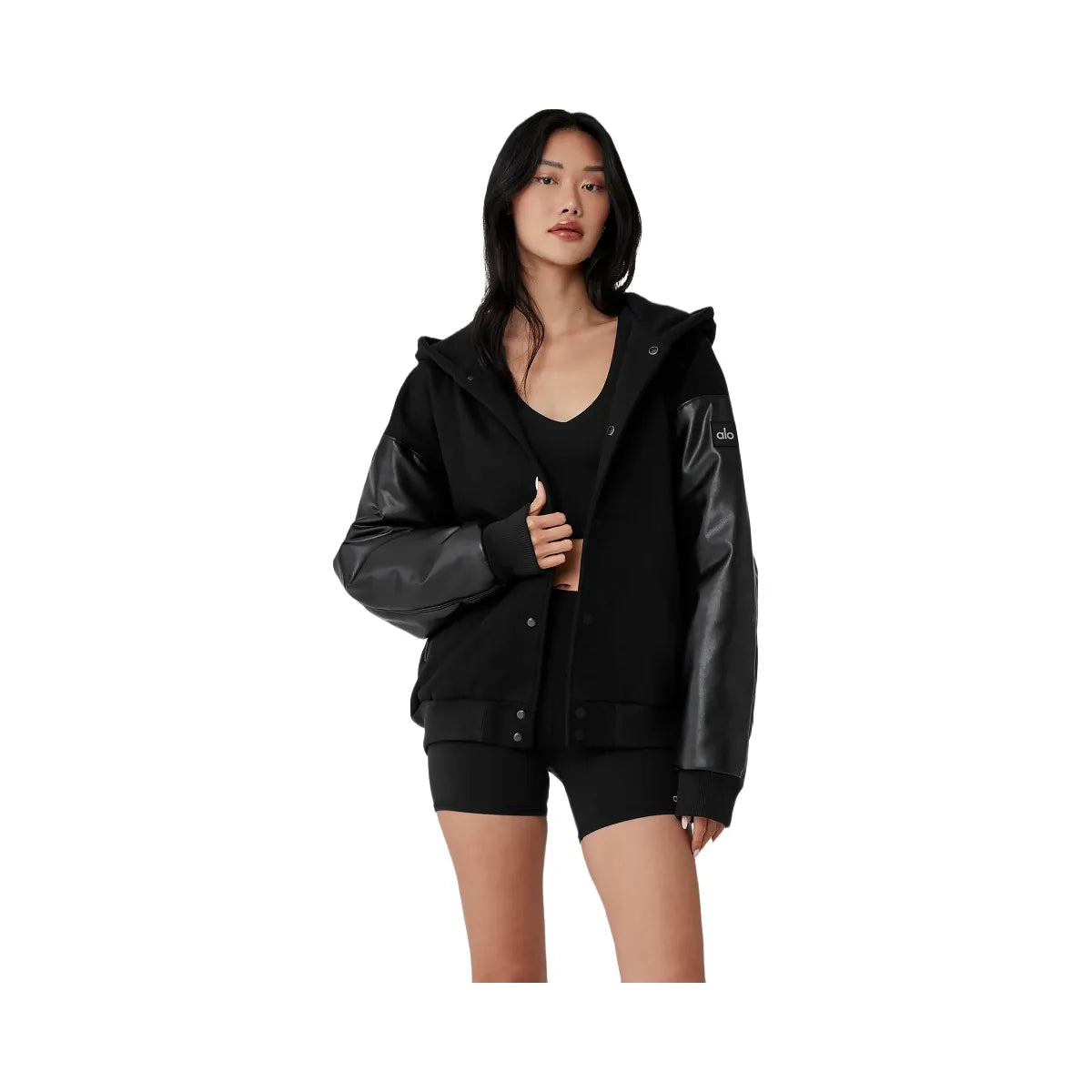 Alo Women's Select Hooded Bomber Jacket - Black