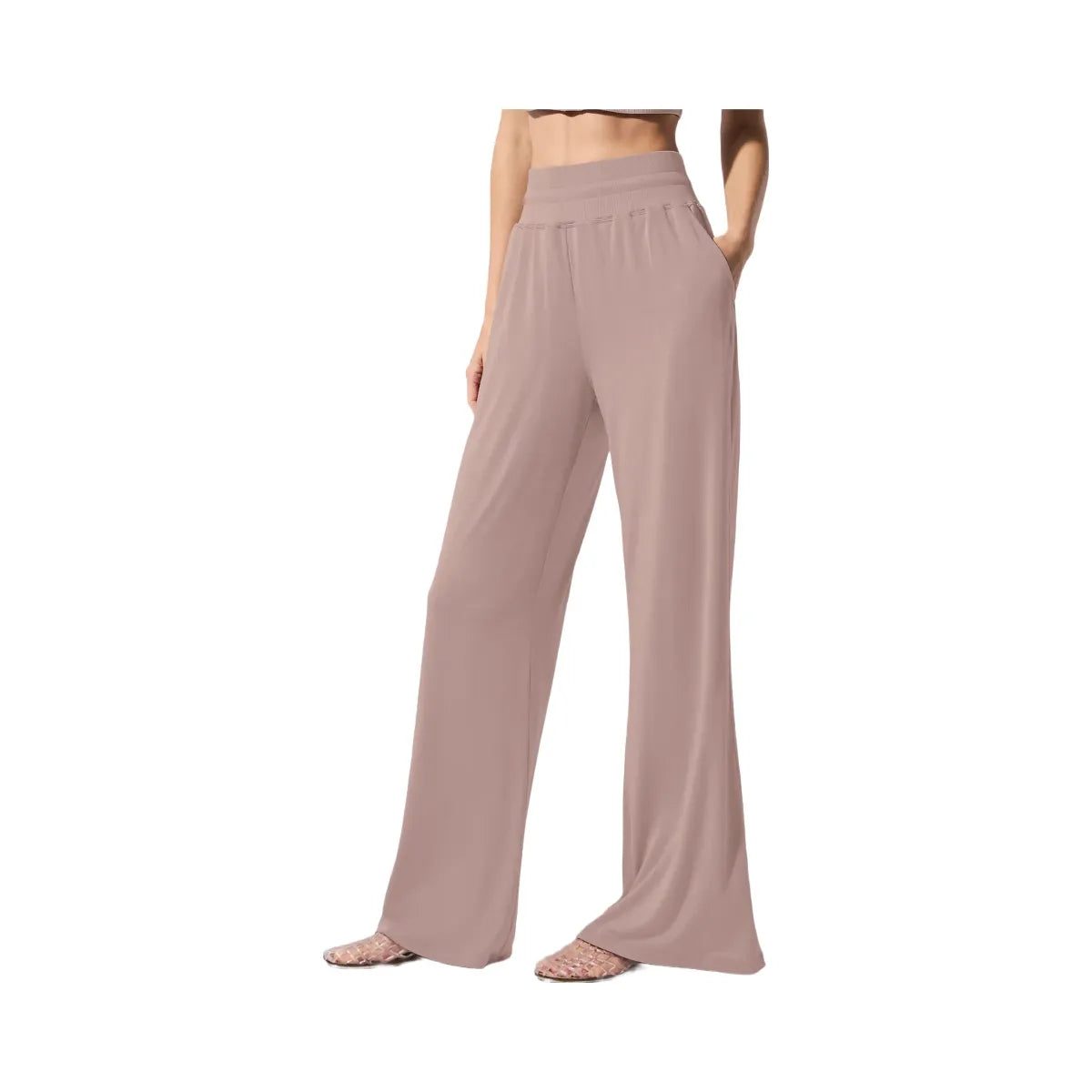 Alo Women's Semi-Sheer Delicate Lounge Flare Pant - Taupe