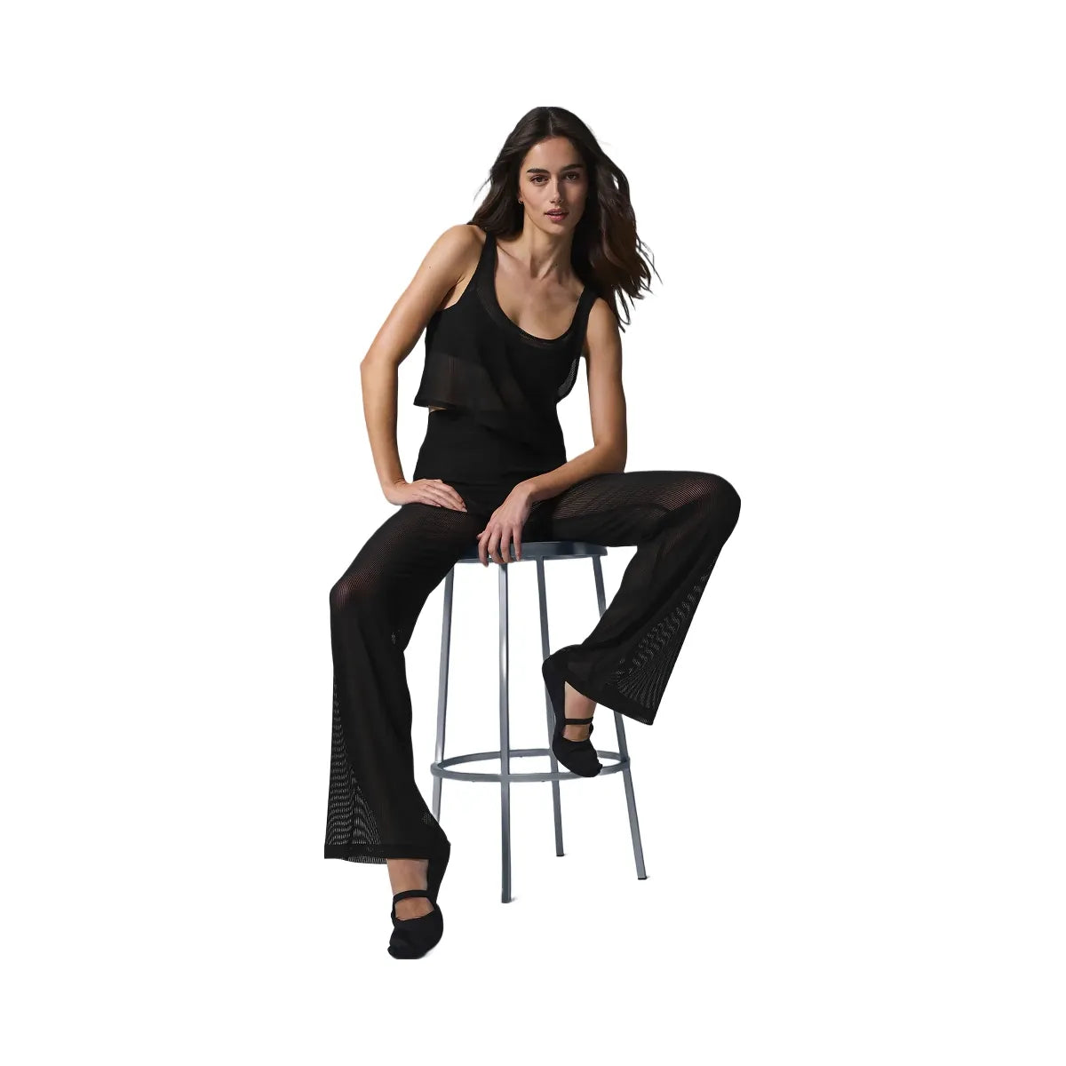 Alo Women's Striped Mesh Tropical Nights Flare Pant - Black