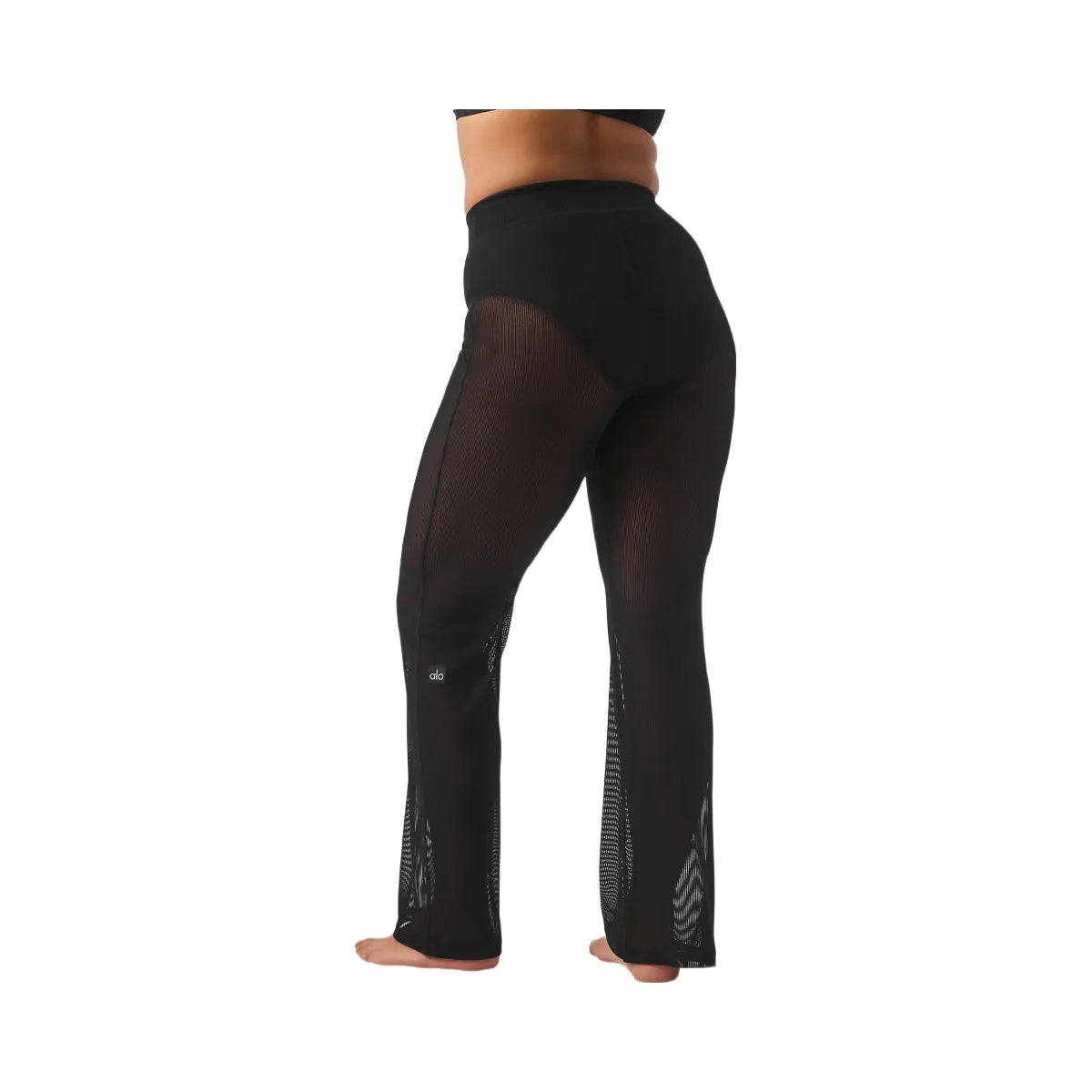Alo Women's Striped Mesh Tropical Nights Flare Pant - Black