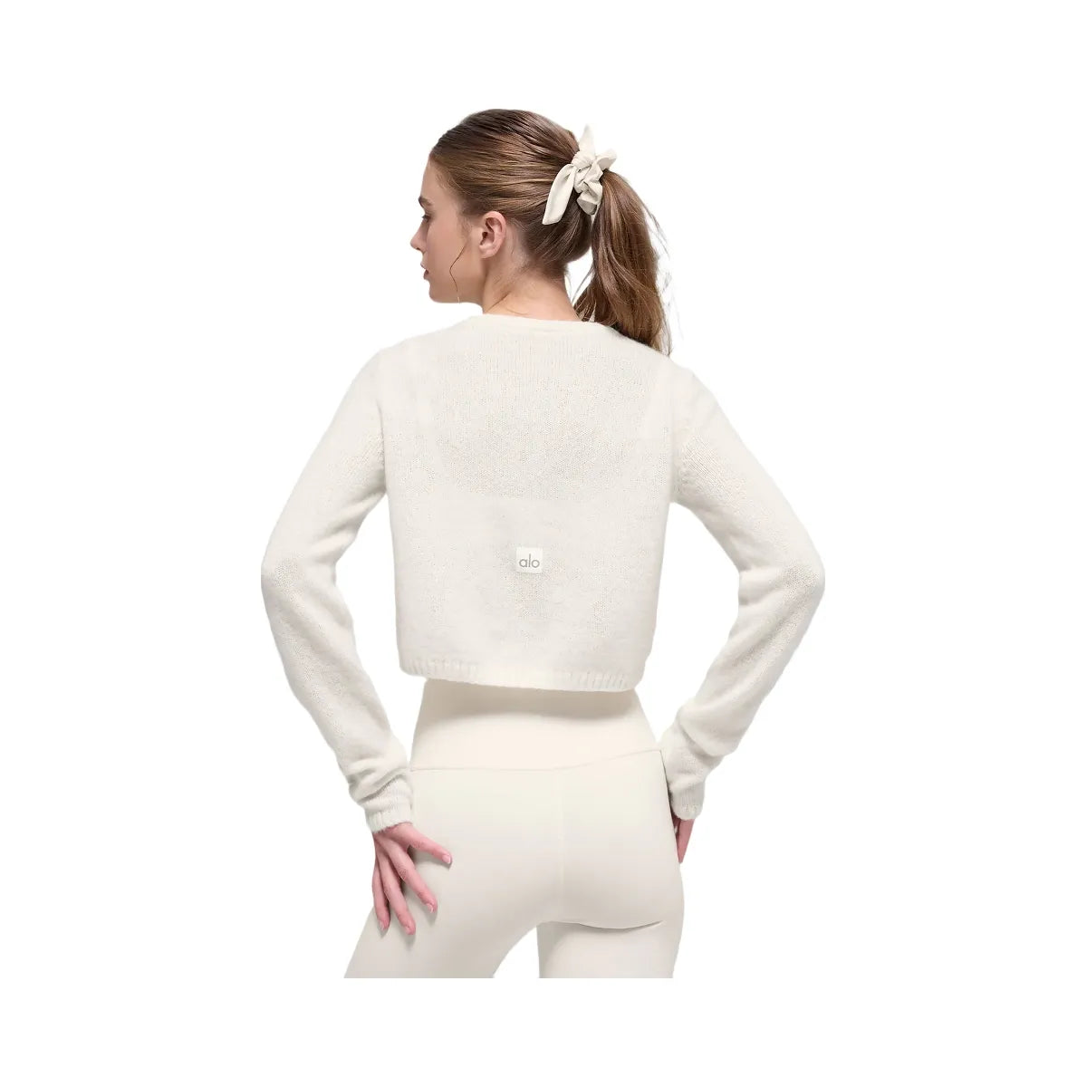 Alo Women's Wool Cashmere New Class Cropped Cardigan - Ivory