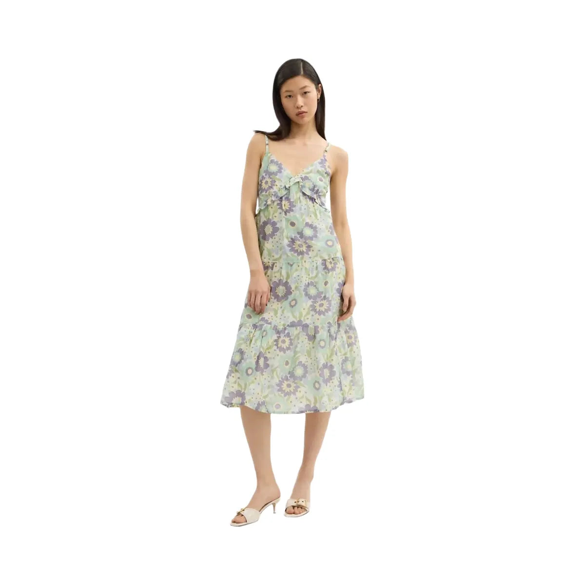 Coach Cotton Voile Maxi Dress Green Floral