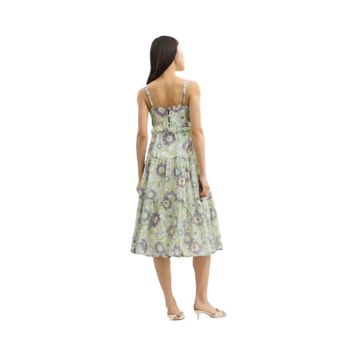 Coach Cotton Voile Maxi Dress Green Floral