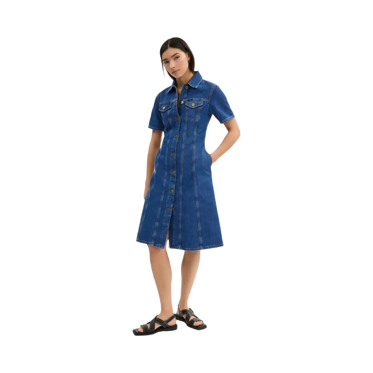 Coach Denim Midi Dress In Organic And Recycled Cotton Medium Blue