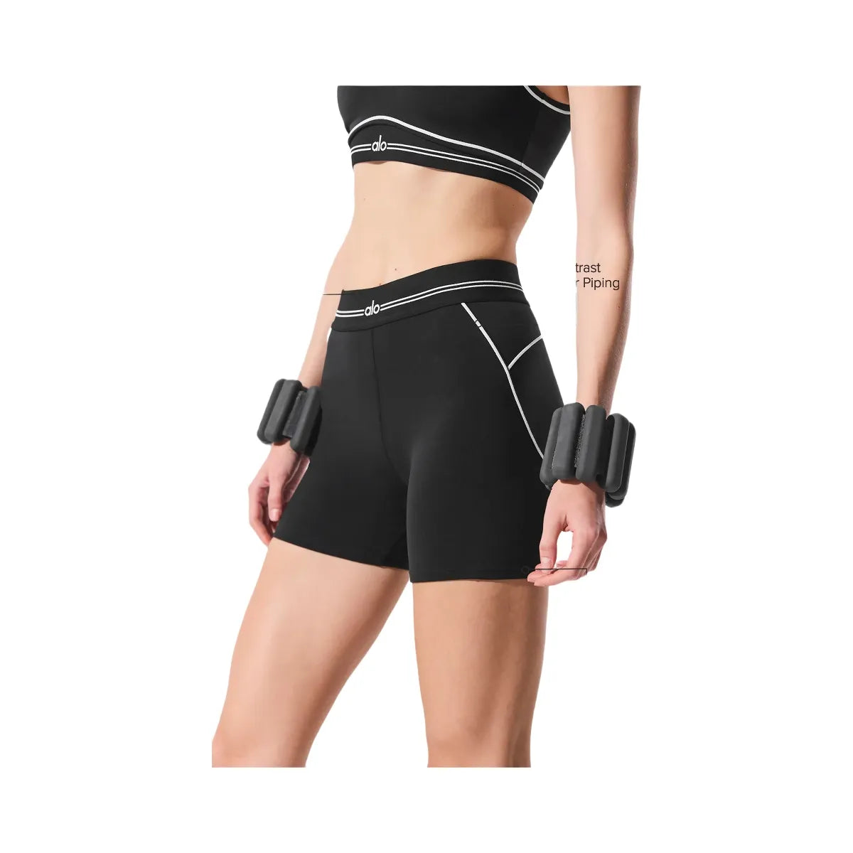 Alo Women's 4” Airbrush High-Waist Heart Throb Shorts - Black/White