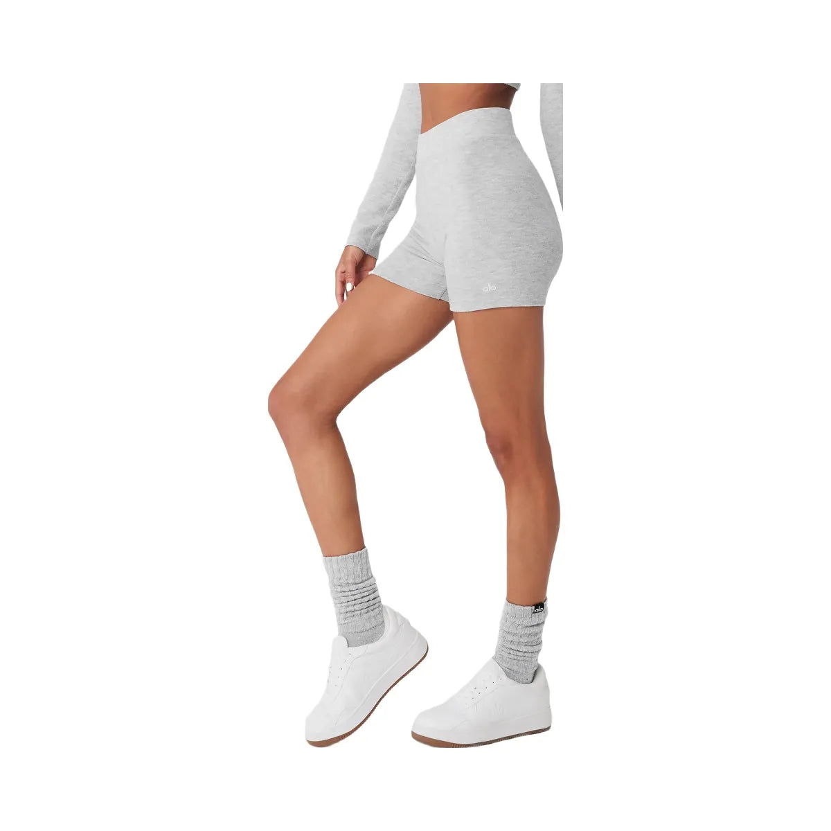 Alo Women's Alolux High-Waist Me Time Shorts - Athletic Heather Grey