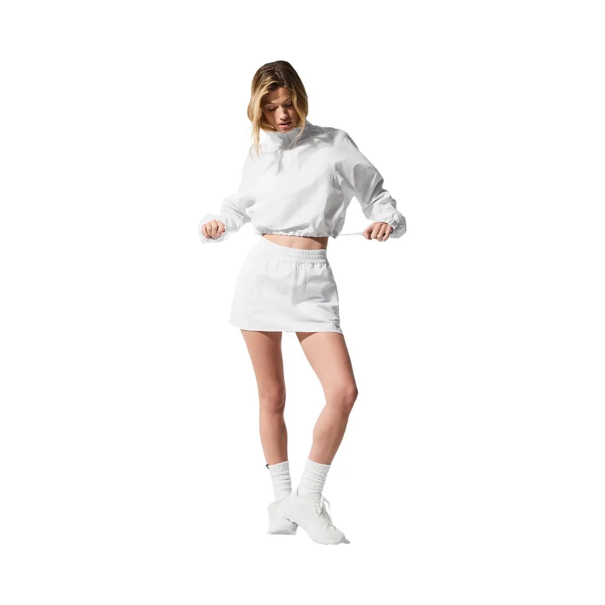 Alo Women's Cropped 1/4 Zip Alumni Pullover - White