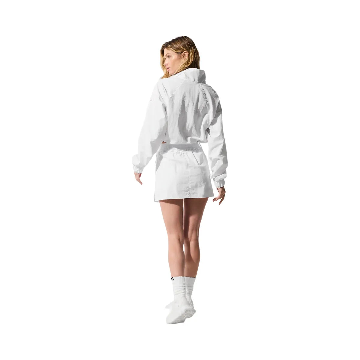 Alo Women's Cropped 1/4 Zip Alumni Pullover - White
