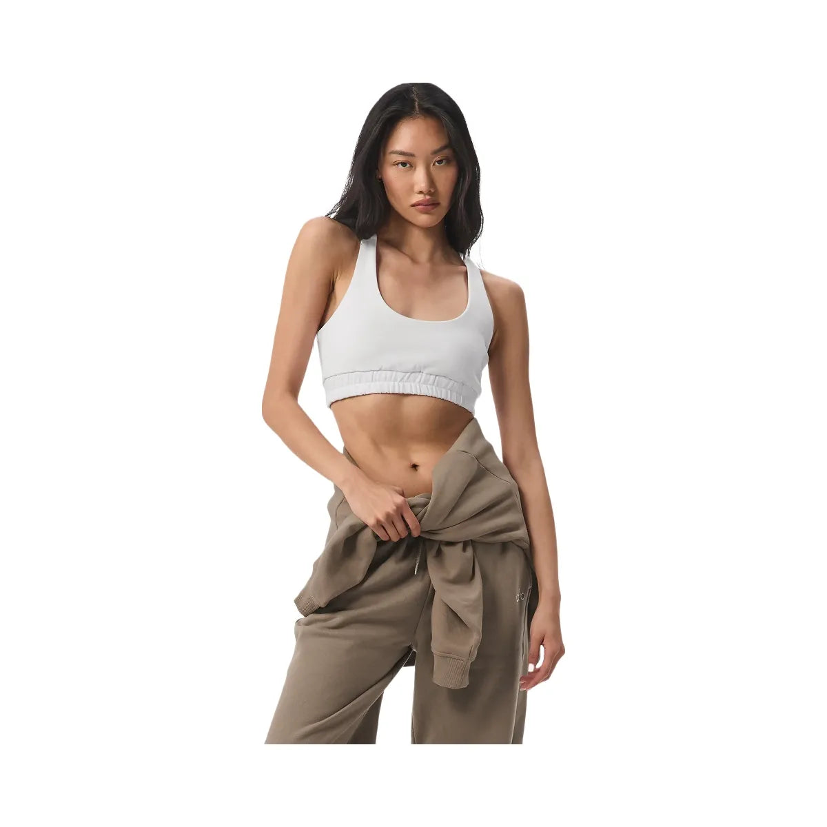 Alo Women's Scoop Neck Sweatshirt Bra - White