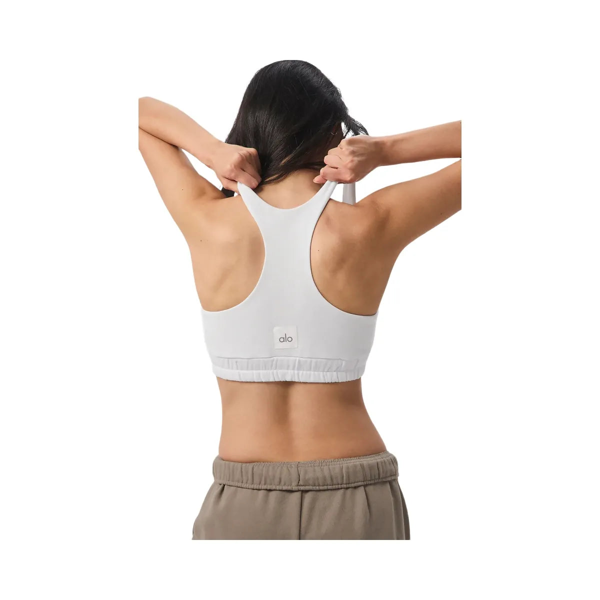 Alo Women's Scoop Neck Sweatshirt Bra - White