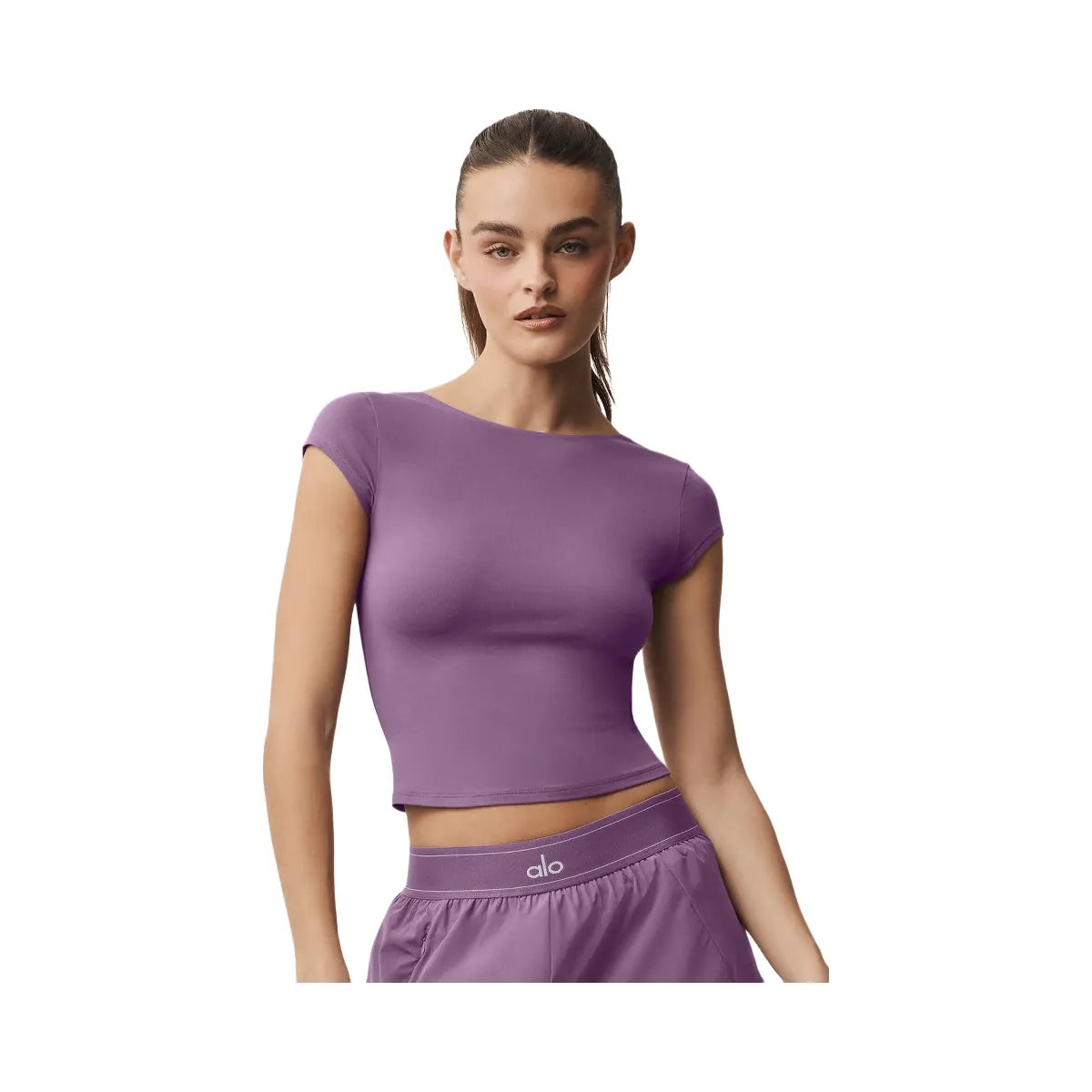 Alo Women's soft Back For More T-Shirt - Plum Kiss