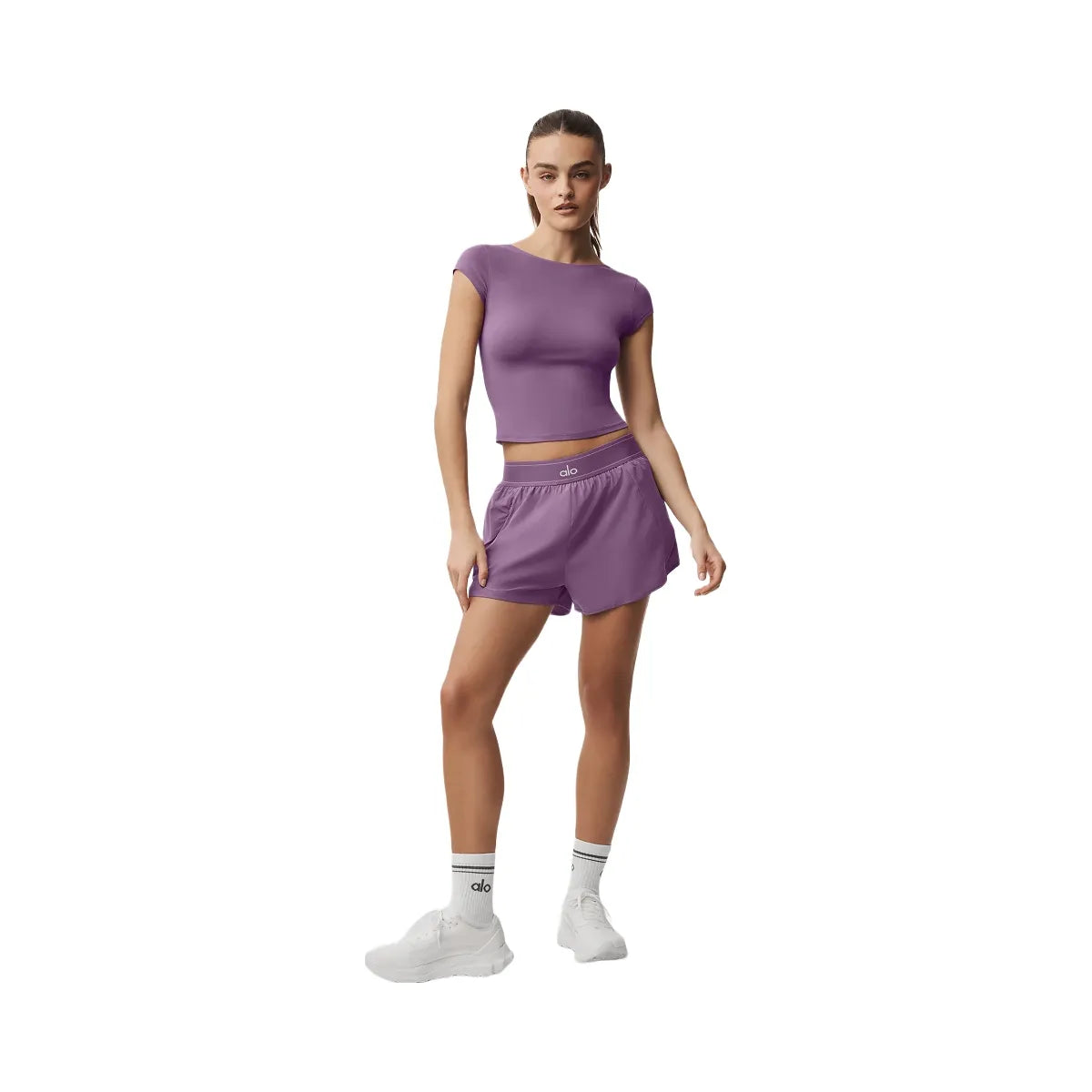 Alo Women's soft Back For More T-Shirt - Plum Kiss