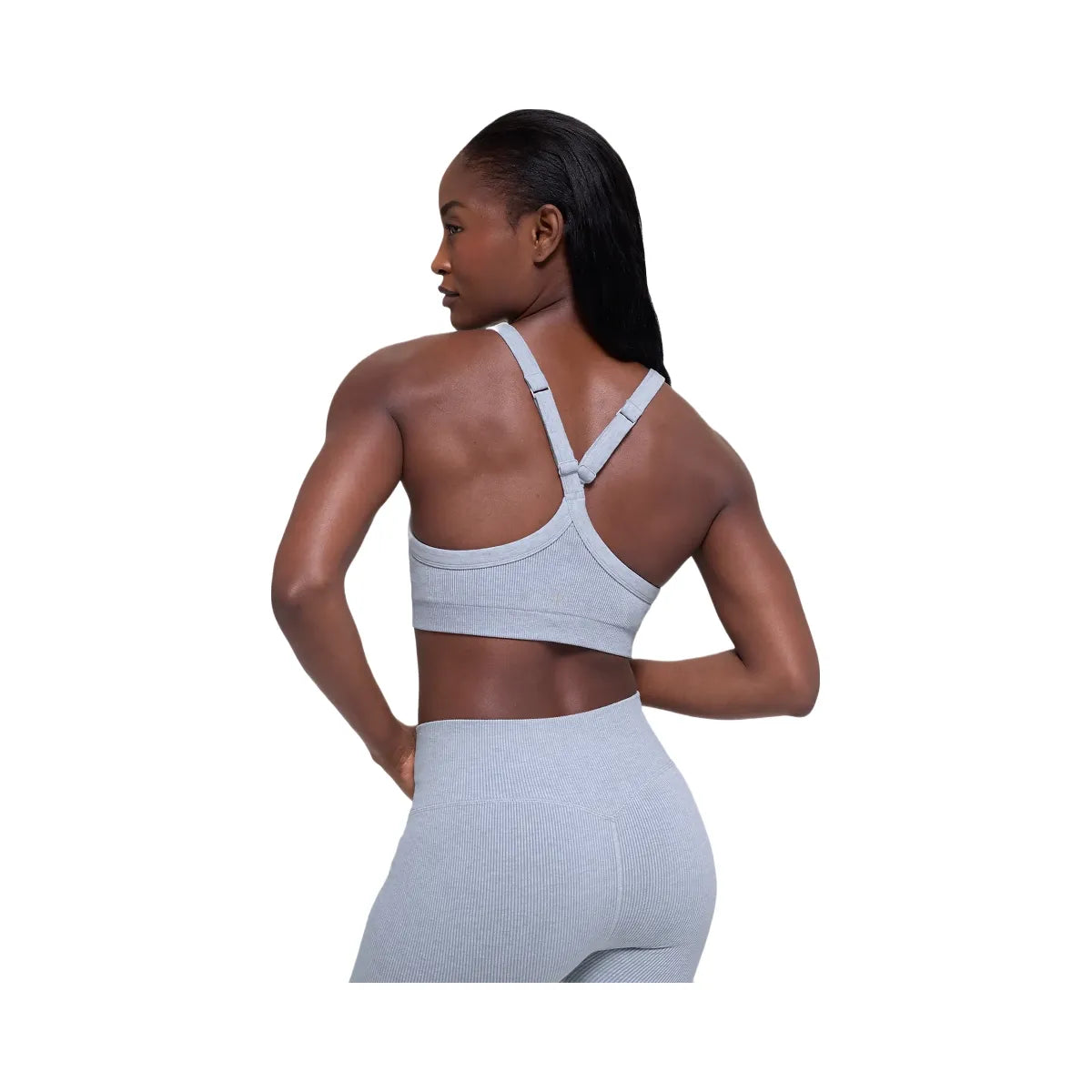 Alo Women's Seamless Two Tone Rib Bra - Winter Frost Heather