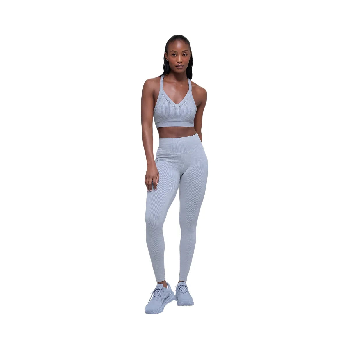 Alo Women's Seamless Two Tone Rib Bra - Winter Frost Heather