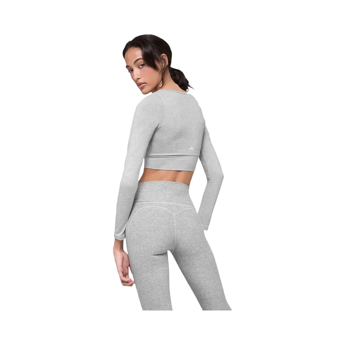 Alo Women's soft Intuition Long Sleeve Bra - Athletic Heather Grey