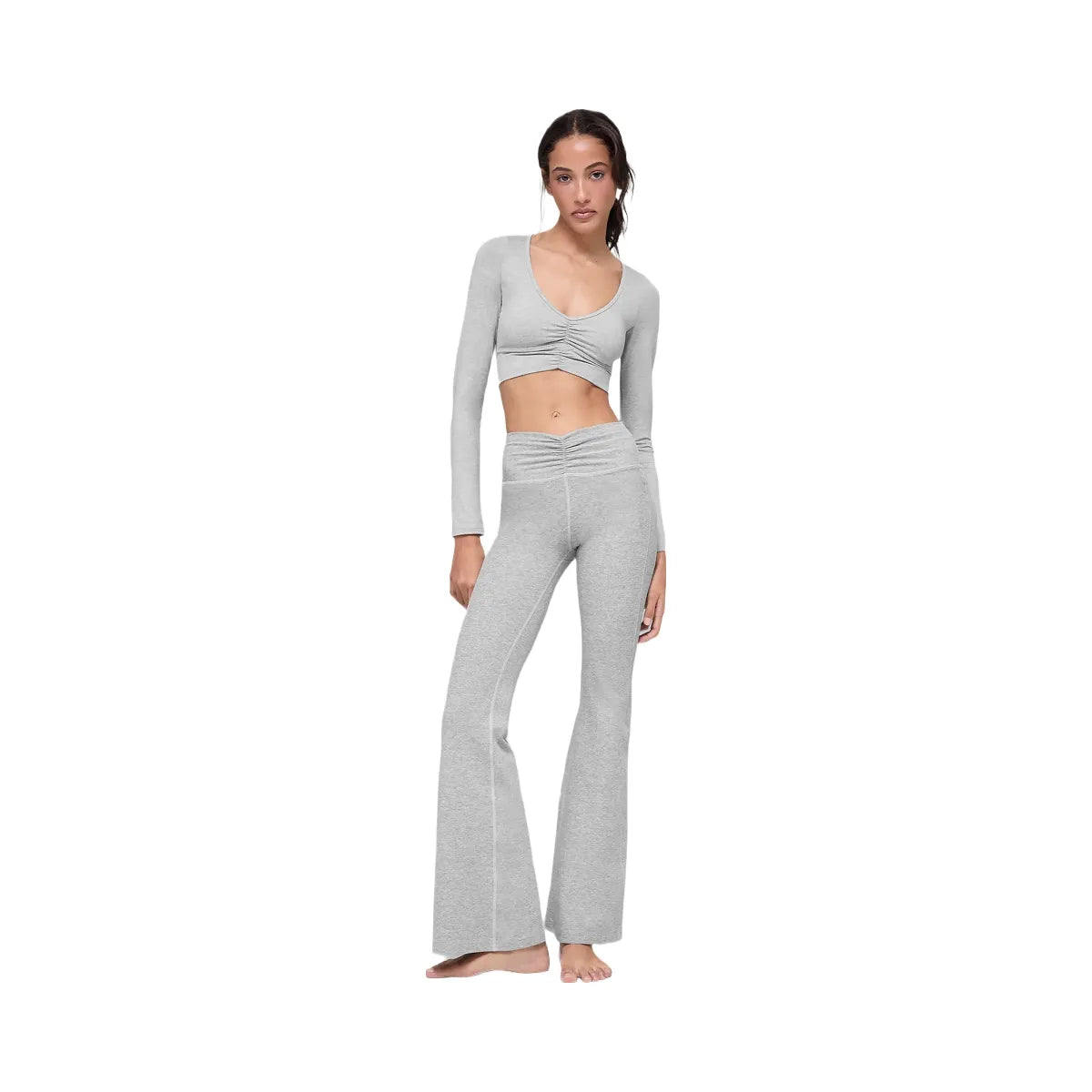 Alo Women's soft Intuition Long Sleeve Bra - Athletic Heather Grey