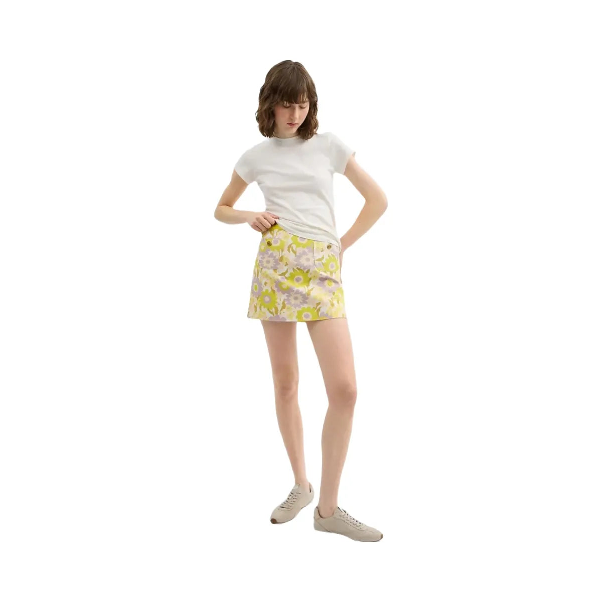Coach Cotton Canvas Mini Skirt In Regenerative Cotton Yellow Floral