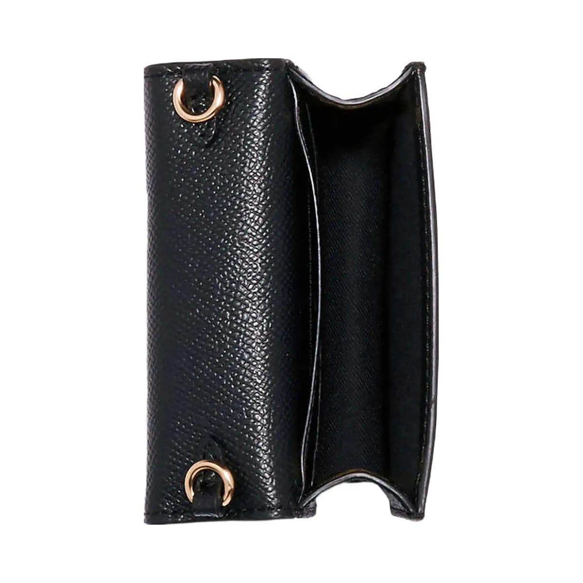 Coach Mini Wallet On A Chain Crossgrain Leather-Gold-Black
