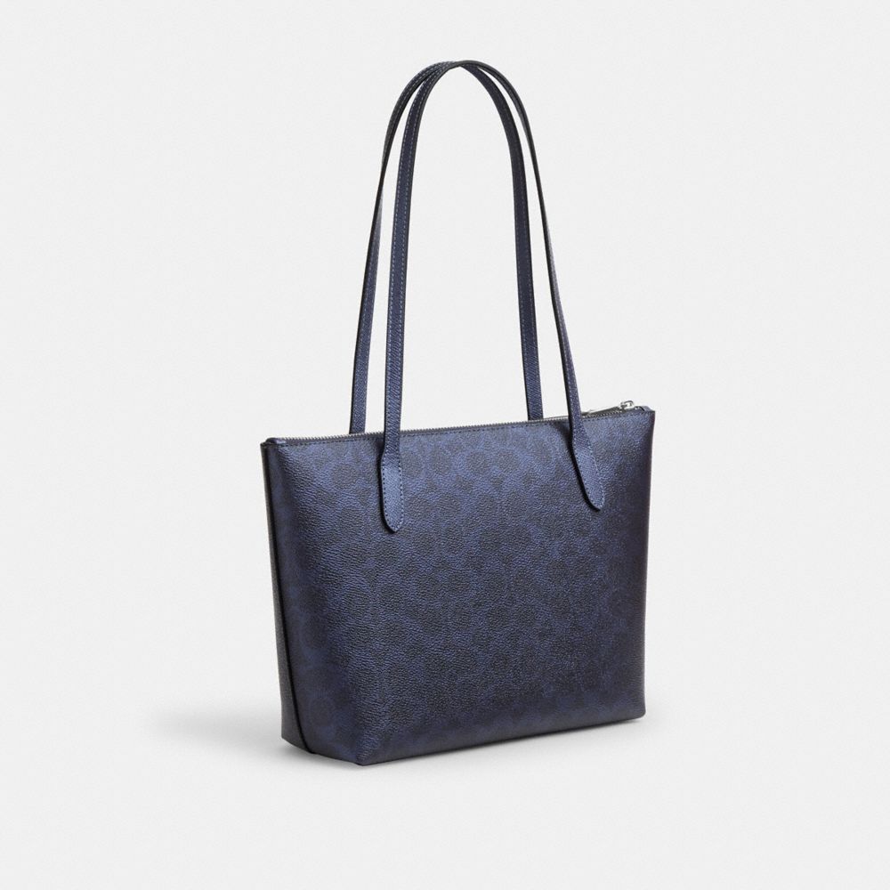 Coach Fiona Zip Tote Bag In Signature Canvas Sv Blue Navy