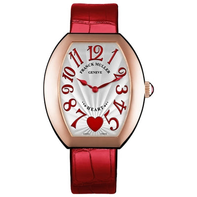 Franck Muller Heart Silver Dial Leather Strap Watch WMNS - 5002 M QZ C 6H 5N