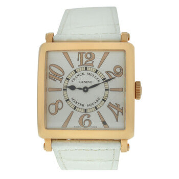 Franck Muller Master Square Silver Dial Leather Strap Watch WMNS - 6002-M-QZ-R-5N