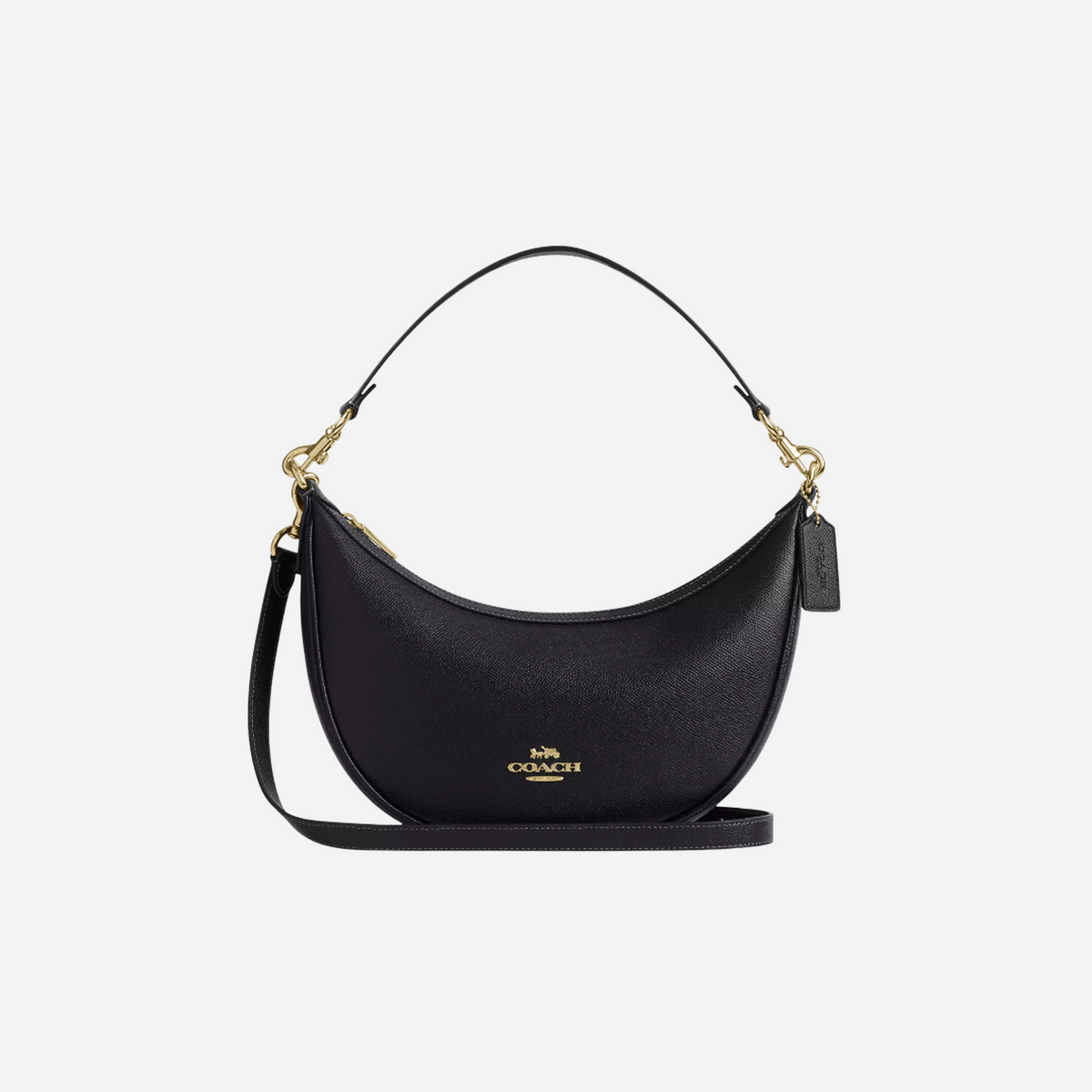 COACH Aria Shoulder Bag Crossgrain Leather/Gold/Black