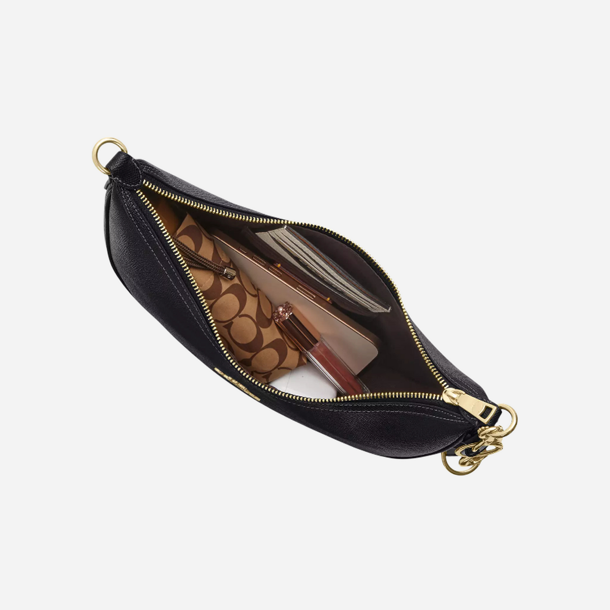 COACH Aria Shoulder Bag Crossgrain Leather/Gold/Black