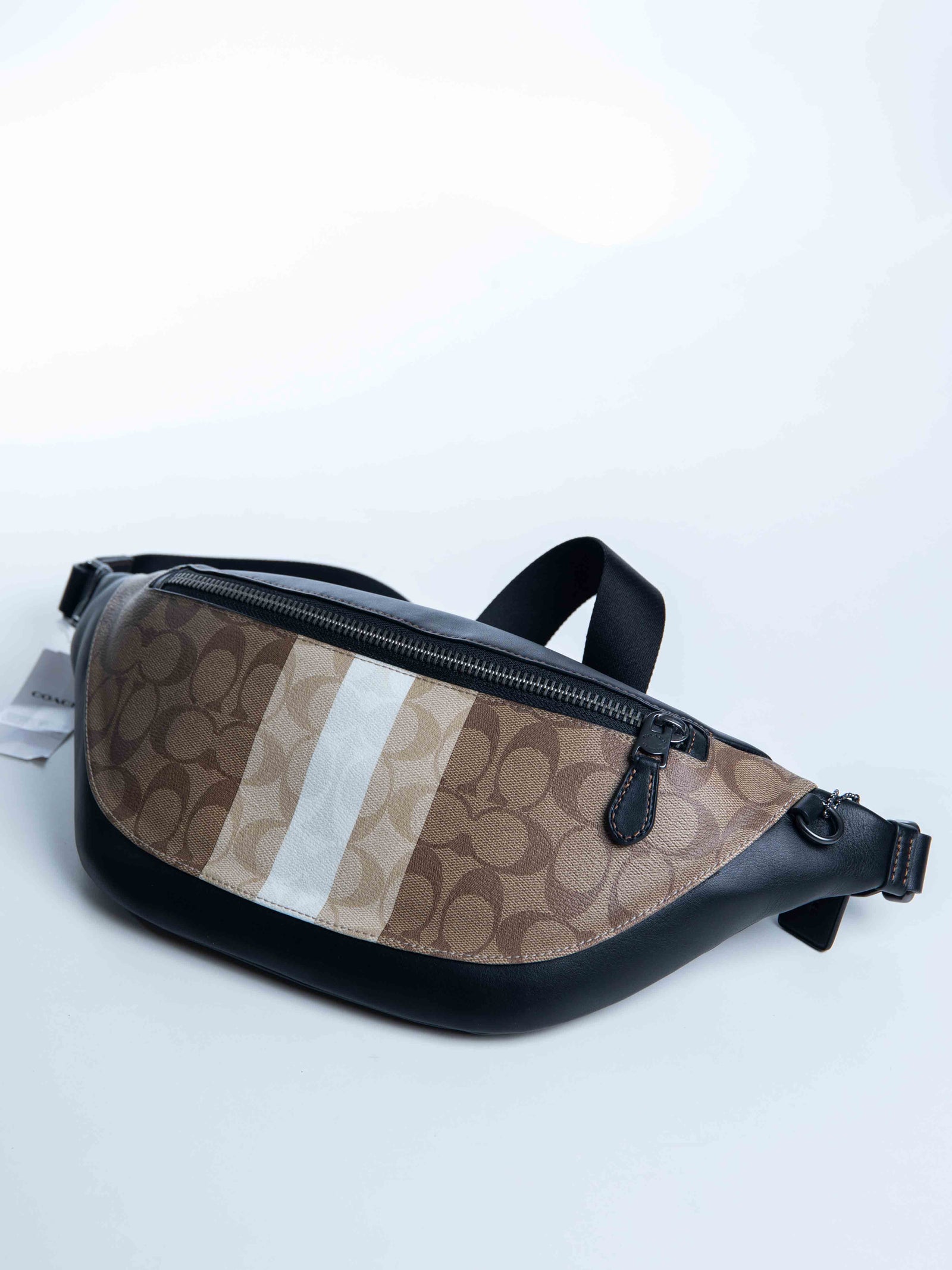 Coach Warren Belt Bag In Blocked Signature Canvas With Varsity Stripe (One Size)