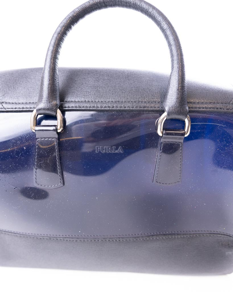 Furla Rubber and Leather Candy Satche - Navy Blue and Black (One Size)
