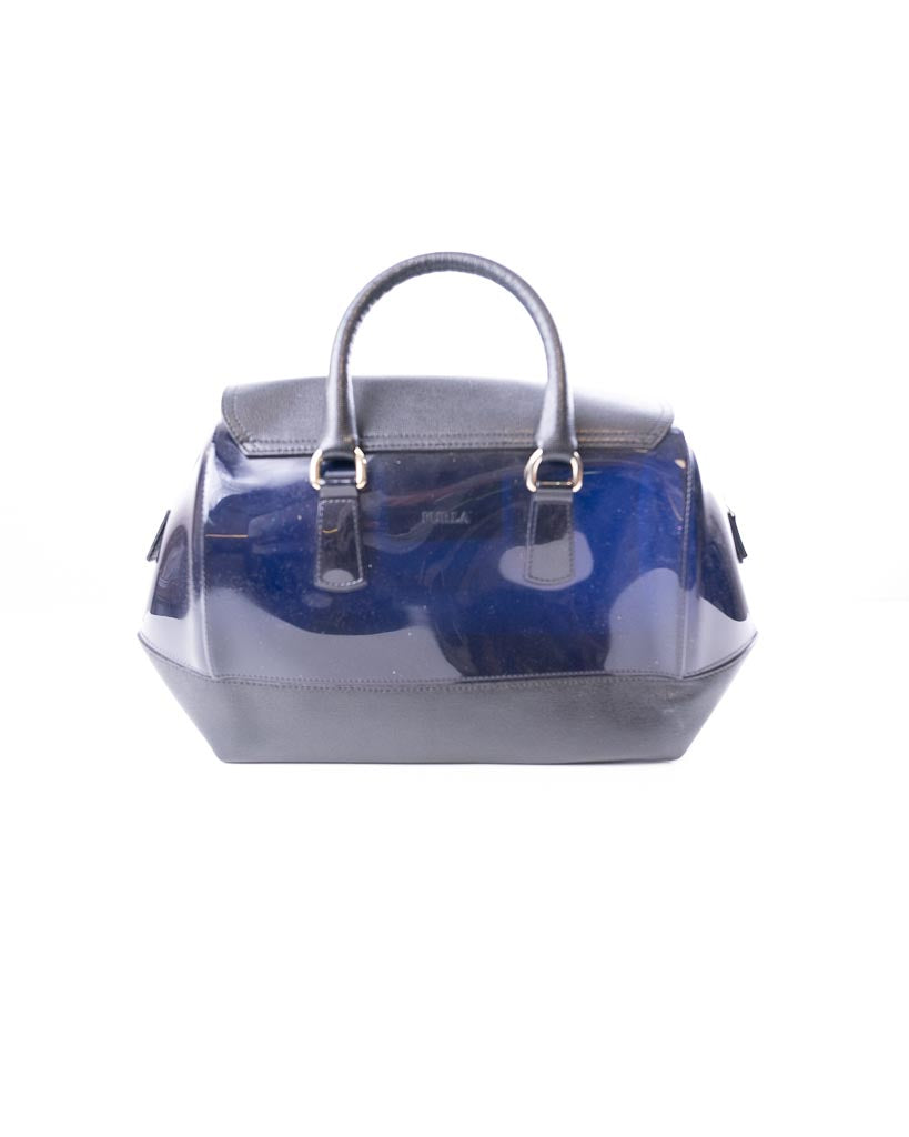 Furla Rubber and Leather Candy Satche - Navy Blue and Black (One Size)