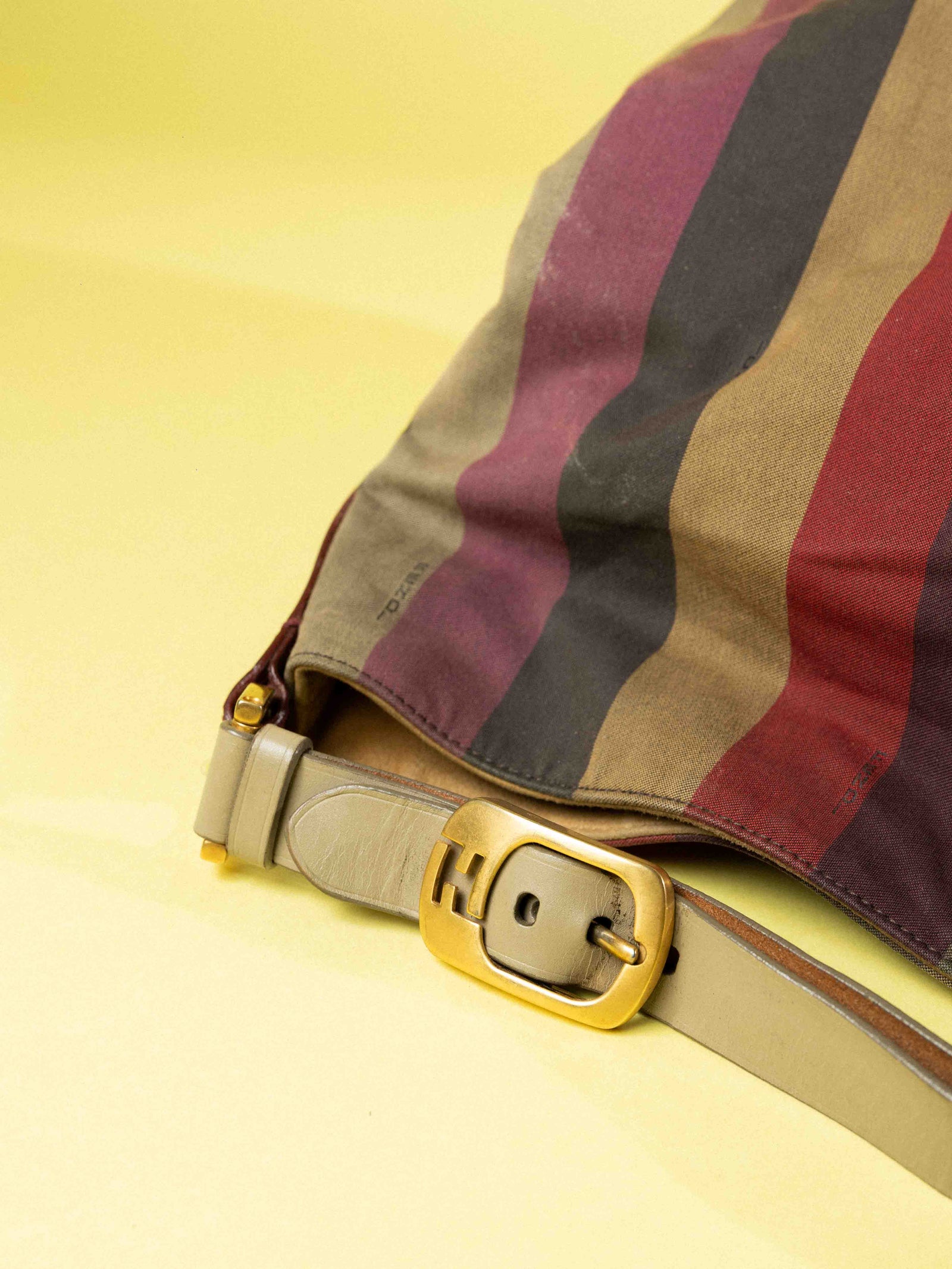 Fendi Multicolor Fabric and Leather Large Pequin Striped Hobo (One Size)