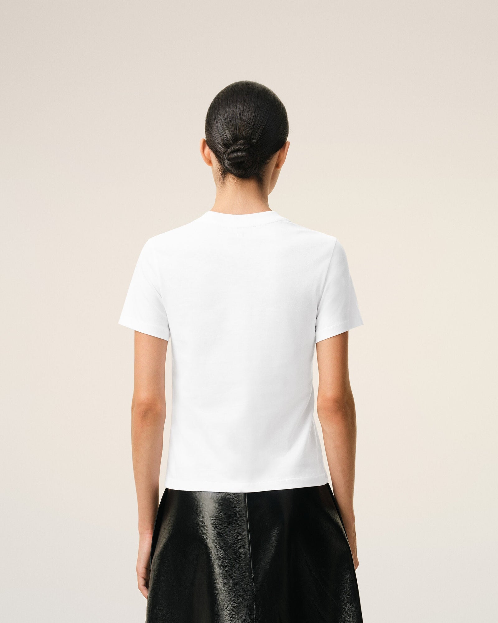 White Cotton Ami De Coeur Cropped T-Shirt Women's