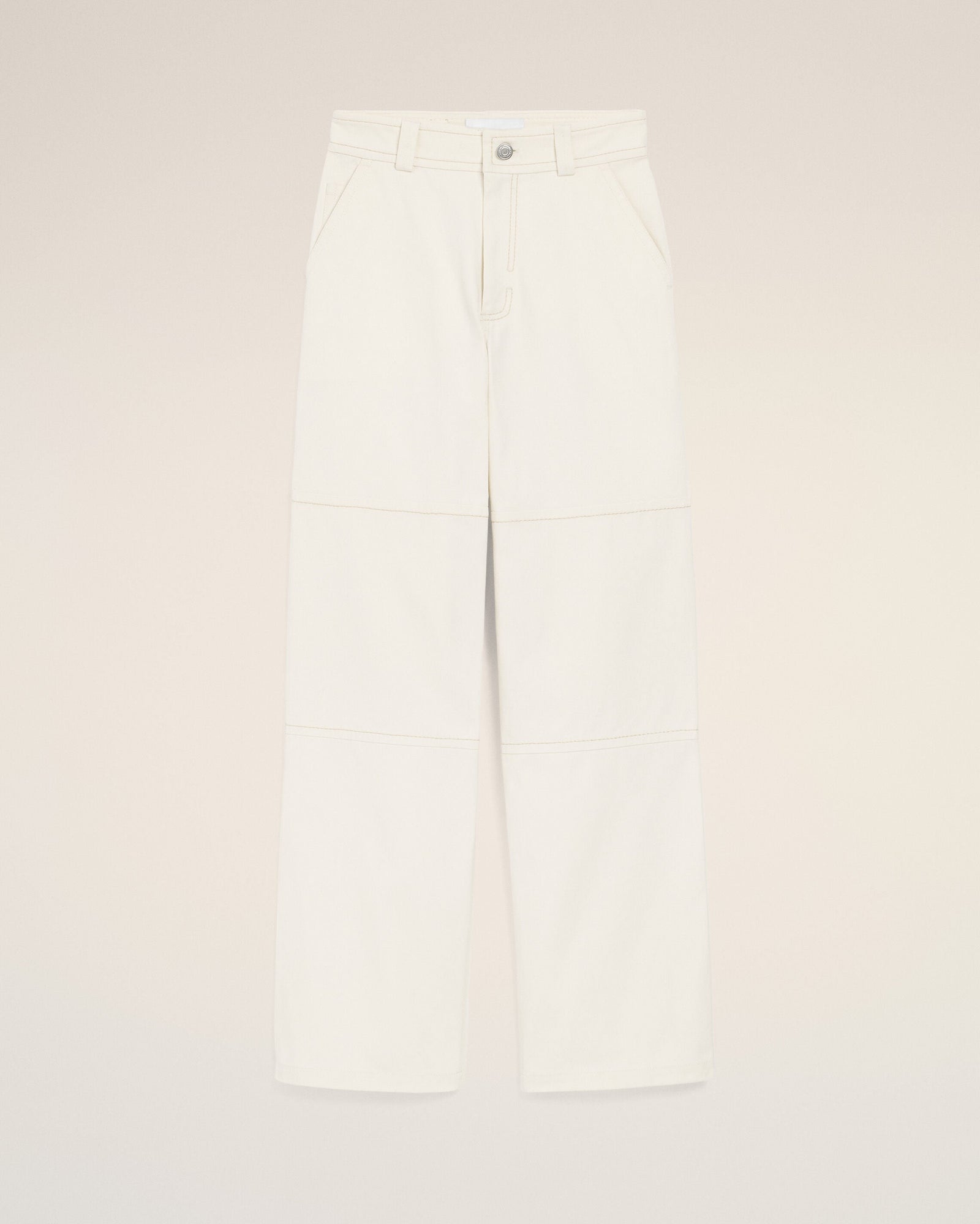 AmiParis White Cotton Worker Trousers Women's
