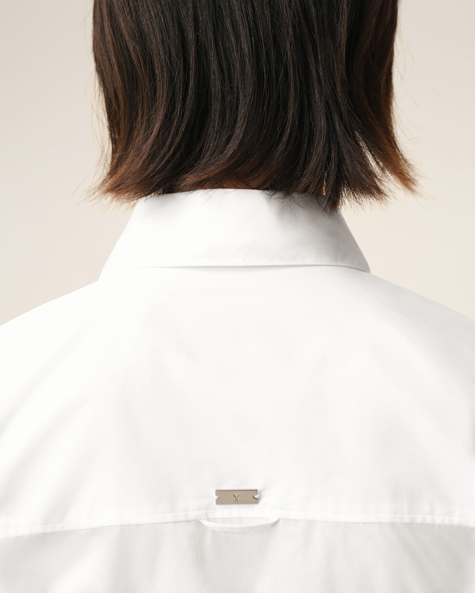 AmiParis White Cotton Sharp Collar Fitted Shirt Women's