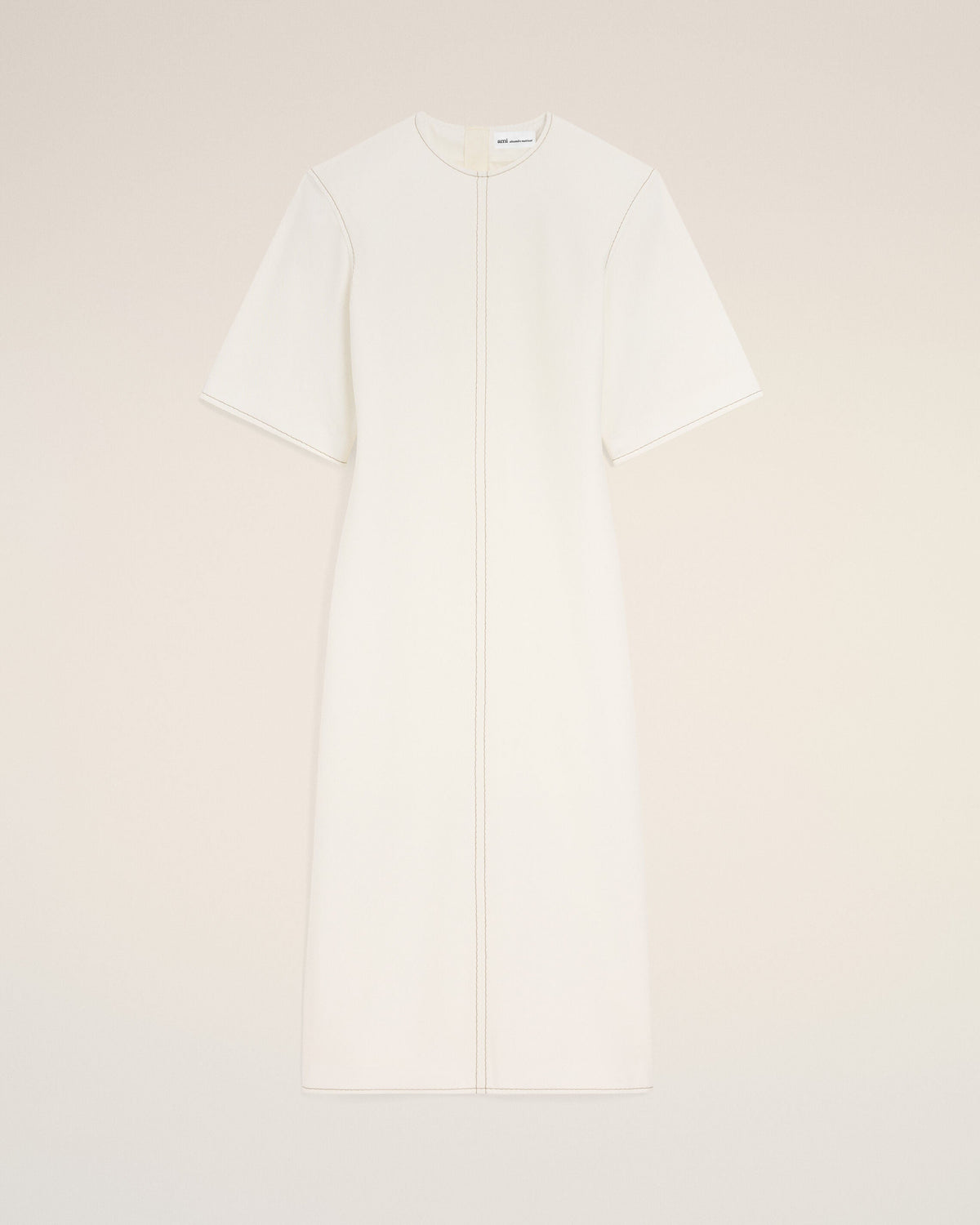 AmiParis White Cotton Long Fitted Dress Women's