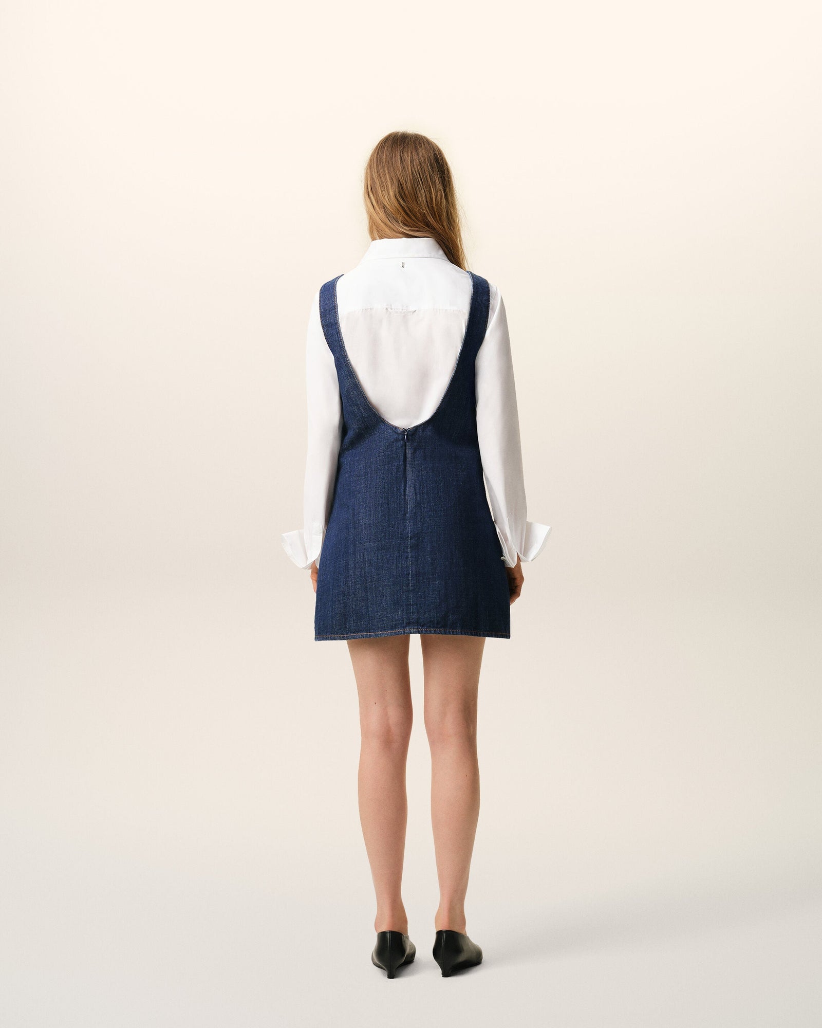 AmiParis Blue Cotton Shorts Strapped Dress Women's