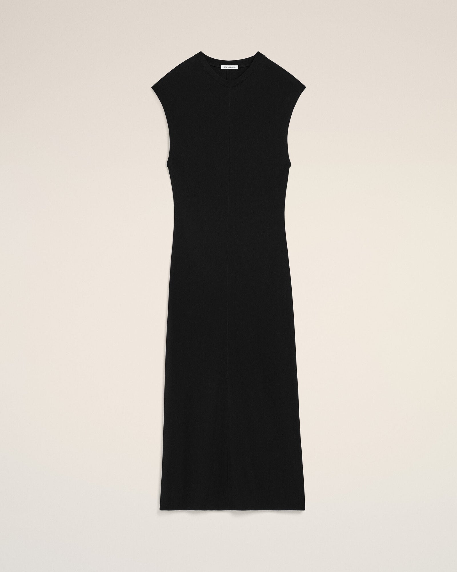 AmiParis Black Jersey Sleeveless Fitted Long Dress Women's