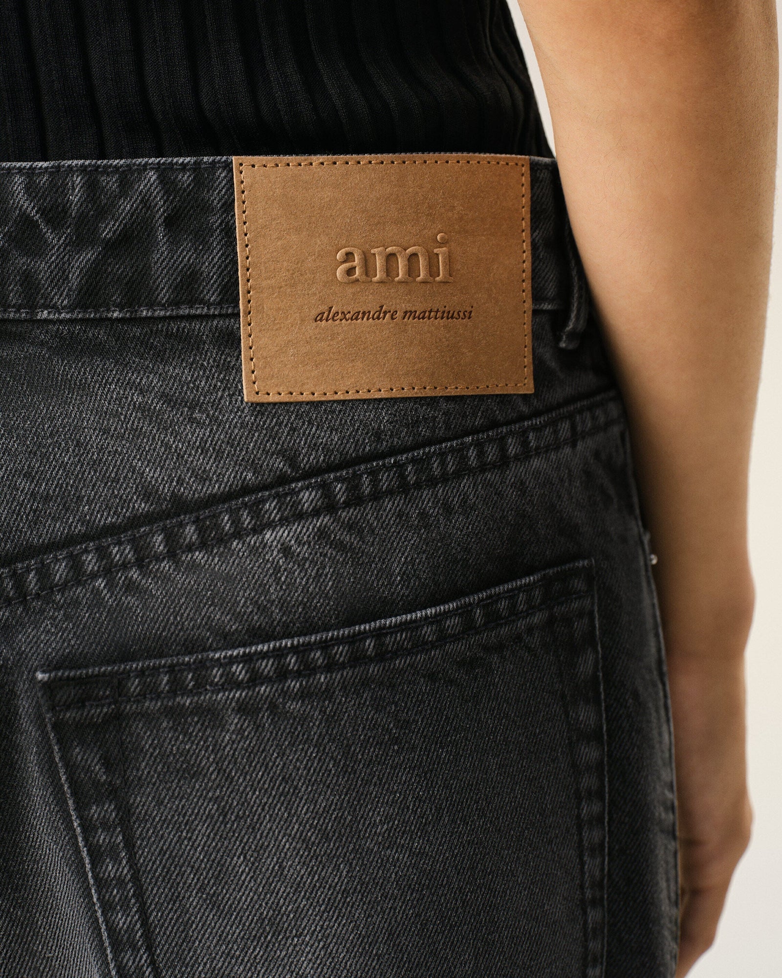 AmiParis Black Cotton Large Fit Jeans Women's