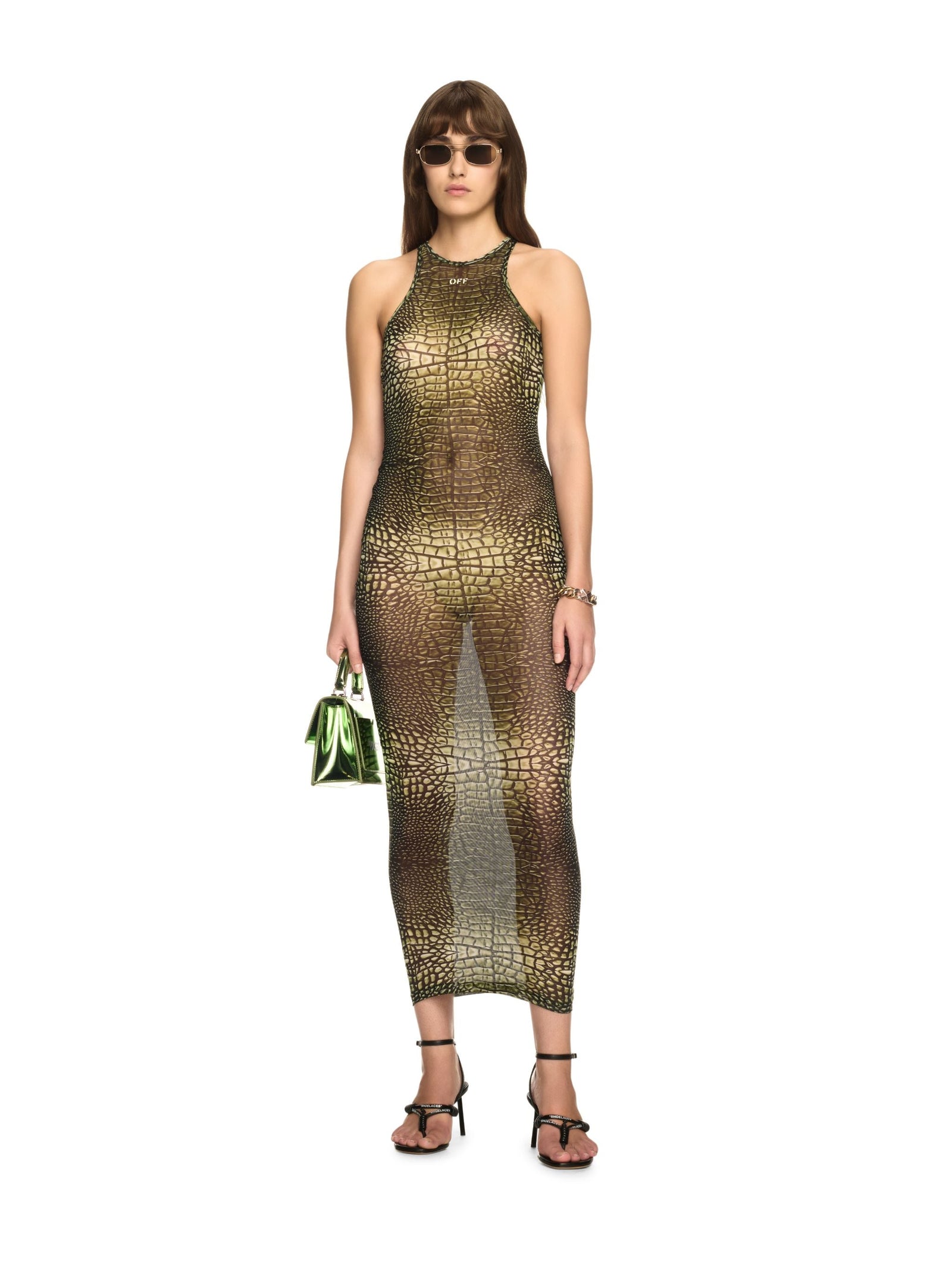 Off-White Croco Mesh Racer Long Dress
