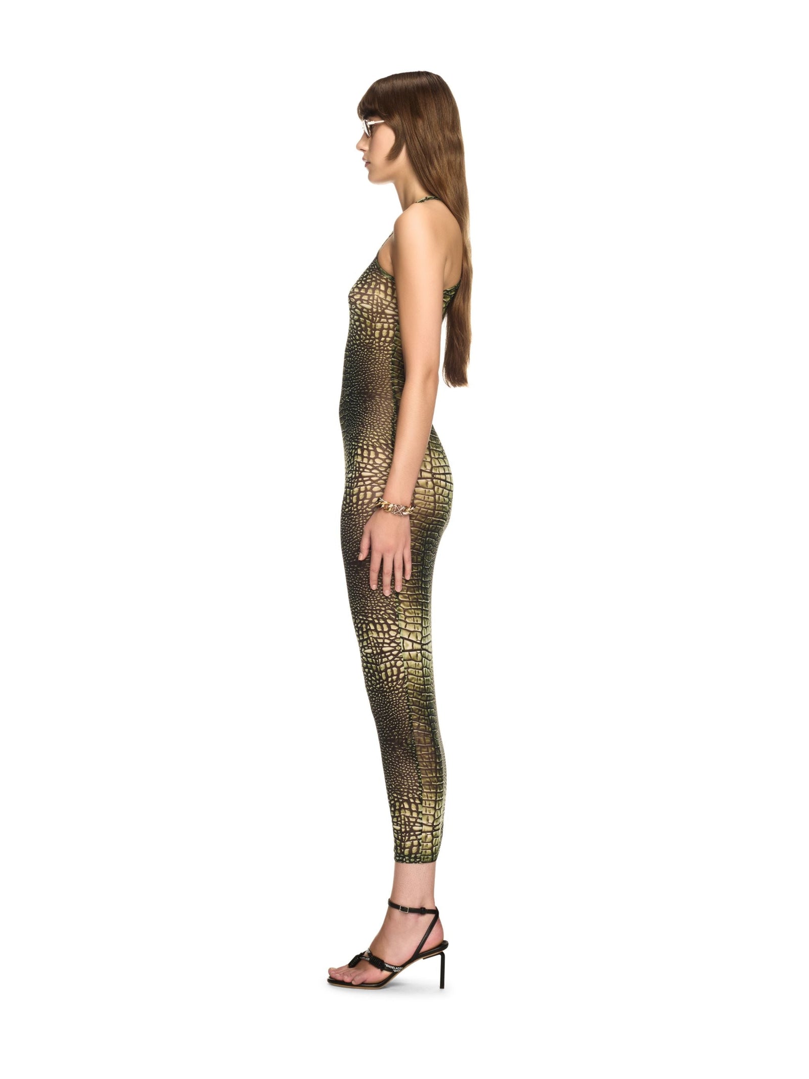 Off-White Croco Mesh Racer Long Dress