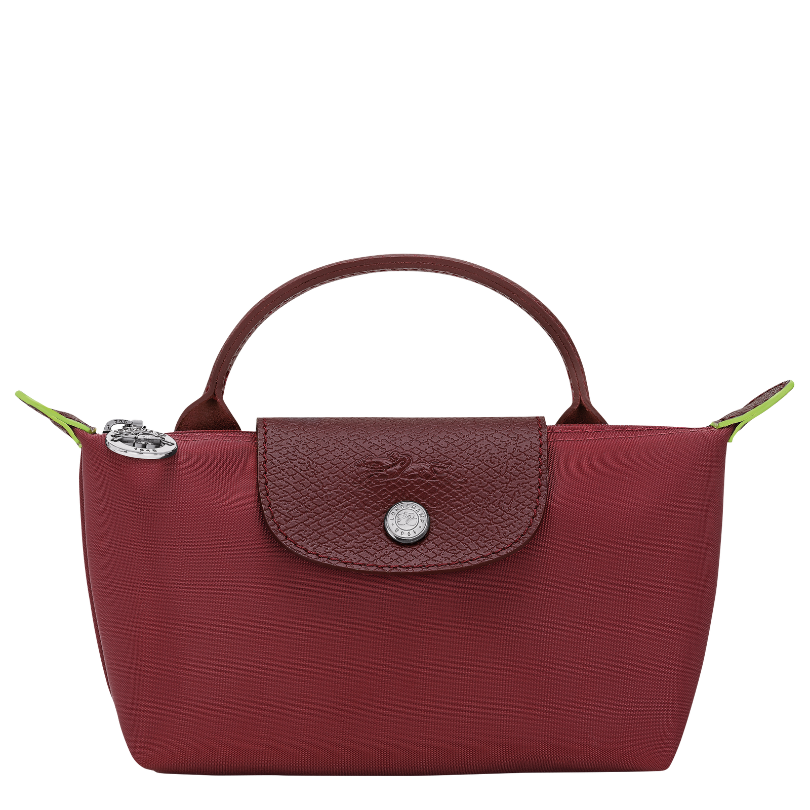 Longchamp Le Pliage Green Pouch with handle Pomegranate