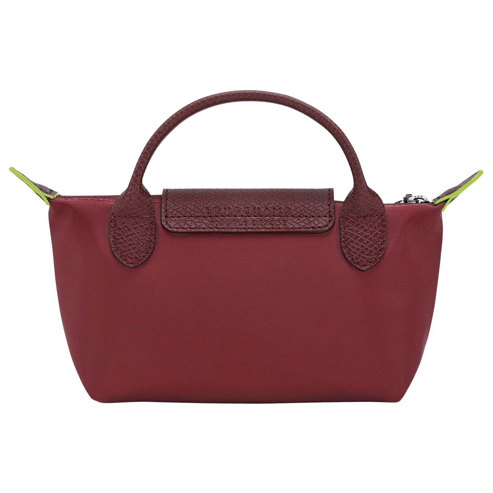 Longchamp Le Pliage Green Pouch with handle Pomegranate