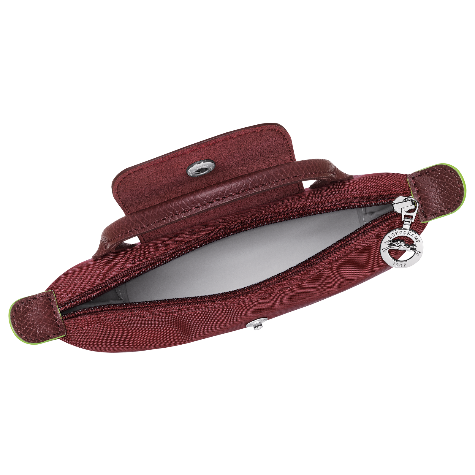 Longchamp Le Pliage Green Pouch with handle Pomegranate