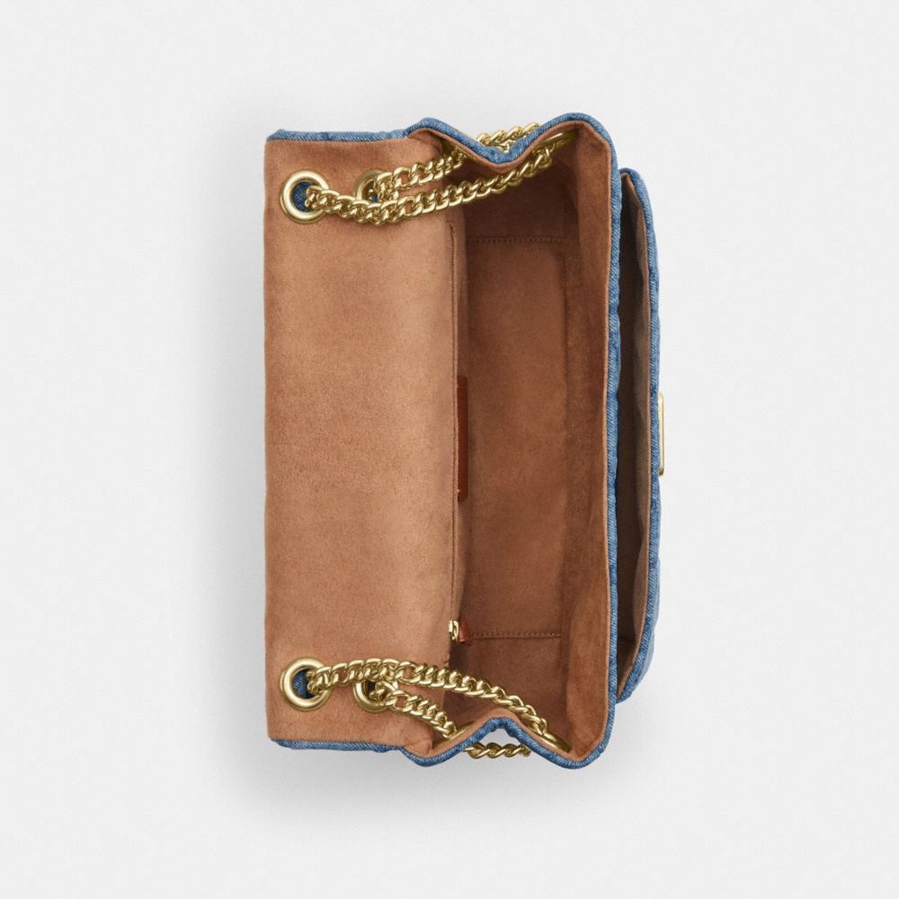 Coach Elodie Crossbody Bag In Regenerative Cotton With Quilting Gold Indigo