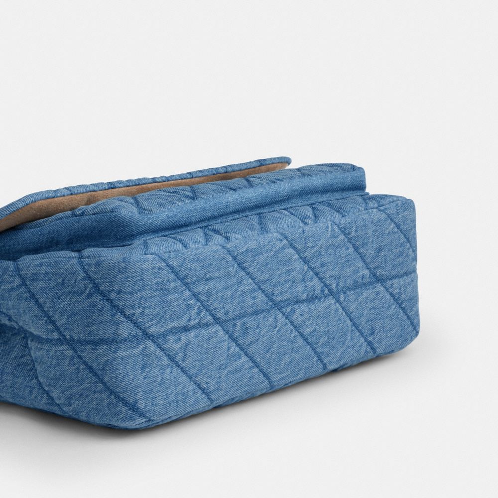 Coach Elodie Crossbody Bag In Regenerative Cotton With Quilting Gold Indigo
